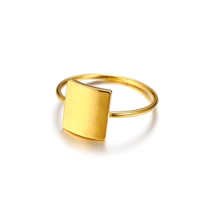 Minimalistischer 10mm Gold-Edelstahlring mit polierter quadratischer geometrischer Fläche