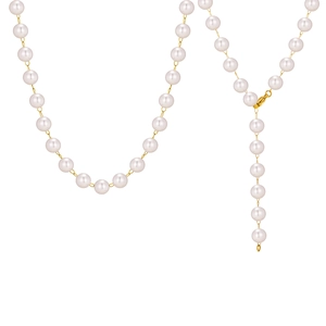 Elegant gold stainless steel Y-shaped necklace featuring lustrous white pearls for daily wear