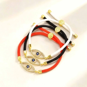Adjustable Braided Rope Evil Eye Bracelet For Women Men Gold Plated Copper Tree Of Life Charm Rhinestone Fashion Jewelry Gift