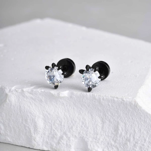Stainless Steel Dragon Claw Zirconia Stud Earrings For Men Women Black Gothic Punk Minimalist White Zirconia Claw Stud Earring