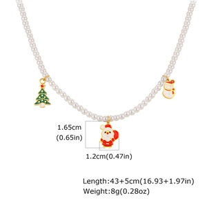 Collier en perles de Noël avec pendentifs émaillés Père Noël, Bonhomme de neige et Sapin