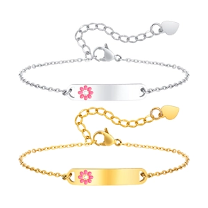 DIY stainless steel floral charm bracelet set in gold and silver finish with heart extension