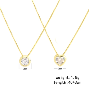 Colliers S925 argent cœur et cercle en zircon doré, chaîne réglable de 40+3cm