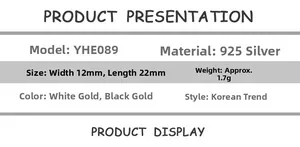 Specifications of S925 sterling silver geometric earrings with dimensions and weight info