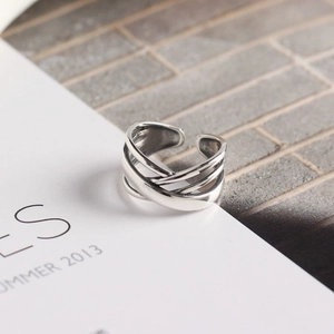 Minimalist S925 sterling silver irregular multilayer winding open ring for women