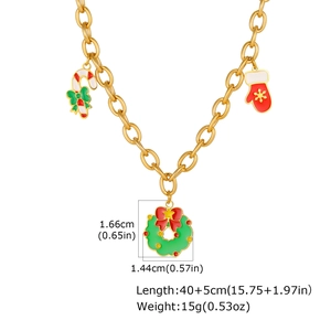 Goldene Weihnachtskette mit Zuckerstange, Handschuh und Kranz Anhängern für Weihnachtsgeschenke