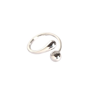 Anello aperto minimalista in argento sterling S925 con perla e design a goccia d'acqua liscia