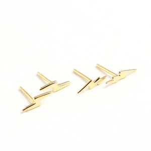 Minimalist S925 sterling silver lightning bolt stud earrings with 14k gold plating finish