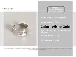 Detail showing S925 sterling silver ring dimensions with irregular hammered texture