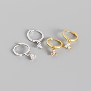 Boucles d'Oreilles Créoles Géométriques en Argent Sterling 925 pour Femme Dormeuses Strass Minimalistes Bijoux de Mode
