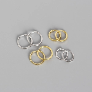 Créoles minimalistes en argent S925 dorées et argentées, tailles variées en lot