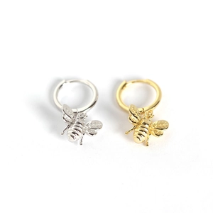 Elegant S925 sterling silver honey bee drop earrings in gold and silver finishes
