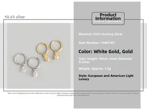 Makroansicht der S925 Sterling Silber Anker Ohrringe mit Maßen H 19mm und ID 8,5mm