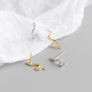 S925 sterling silver snake earrings with zircon in gold and silver finishes