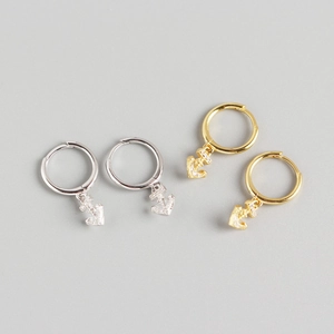 925 Sterlingsilber Anker Anhänger Ohrringe Strass Besetzt Nautisch Leichter Luxus Gold Silber Galvanisiert Damen Schmuck
