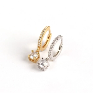 Boucles d'oreilles créoles S925 argent sterling géométriques avec pendentifs cz