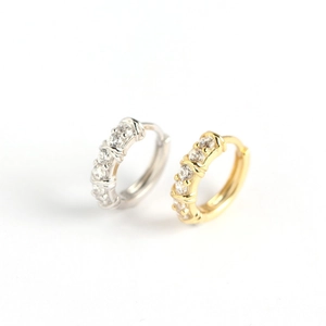 Élégantes boucles d'oreilles créoles S925 en argent avec zircons géométriques en or et argent