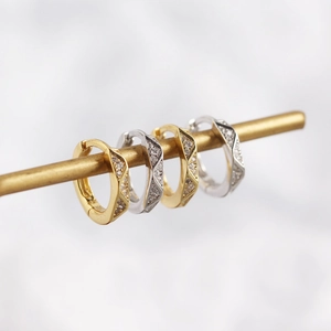 Minimalistische S925 sterling zilveren oorbellen met zirkoon in goud en zilver
