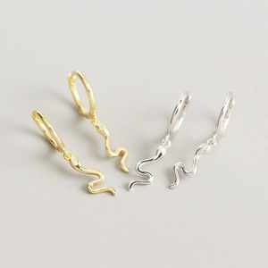 S925 Sterling Silver Snake Hoop Earrings Cool Minimalist Animal Pendant Rhinestone Dangle Earrings For Women Fashion Jewelry