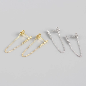 925 Sterling Silver Geometric Rhinestone Tassel Stud Earrings For Women Minimalist Elegant Dangle Earrings Party Jewelry