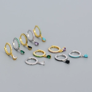 S925 Sterling Silver Water Drop Hoop Earrings For Women Luxury Rhinestone Inlaid Geometric Dangle Earrings Fashion Jewelry