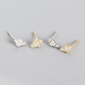 925 Sterling Silver Γεωμετρικά Σκουλαρίκια Καρφωτά με Στρας Μινιμαλιστικά για Γυναίκες Ελαφρύ Μοδάτο Αξεσουάρ Κοσμήματος