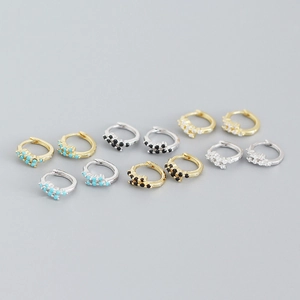 Orecchini a Cerchio in Argento Sterling 925 Minimalisti per Donna Orecchini Huggie Leggeri Geometrici con Strass Intarsiati Gioielli
