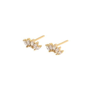 Elegant gold S925 sterling silver stud earrings featuring five marquise-cut marquise stones