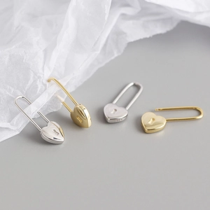 S925 sterling zilveren hartslot veiligheidsspeld oorbellen in goud en zilver finish