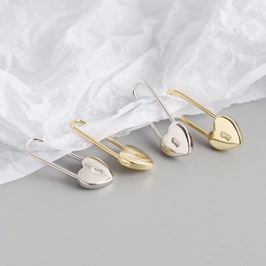 S925 sterling zilveren hartslot paperclip oorbellen in goud en zilver finish