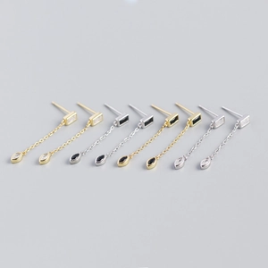 Boucles d'Oreilles Clous Gland Géométrique en Argent Sterling 925 pour Femmes Zirconia Rectangulaire Incrusté Bijoux Plaqués Or Argent