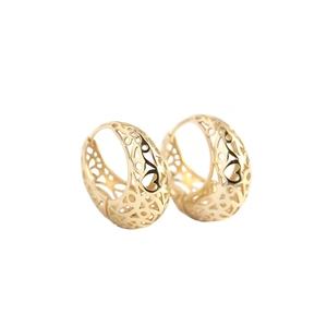 Elegant gold-plated S925 sterling silver hollow heart patterned hoop earrings for women