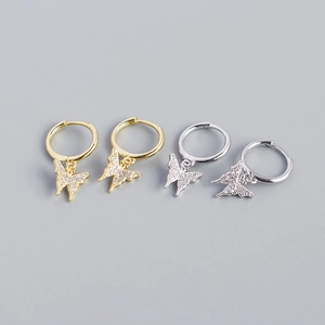 925 Sterling Silver Butterfly Charm Hoop Earrings Elegant Pavé Rhinestone Inlaid Drop Earrings For Women Fashion Jewelry Gift