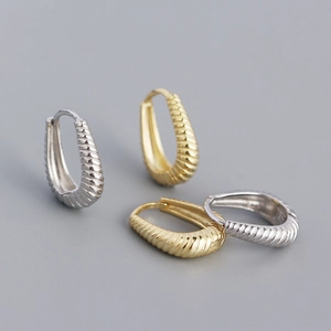 Minimalist 925 Sterling Silver Twist Hoop Earrings For Women Geometric Croissant Huggie Earrings Fashion Jewelry Accessories Gift