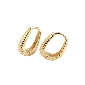S925 sterling silver gold twisted hoop earrings with elegant minimalist geometric texture