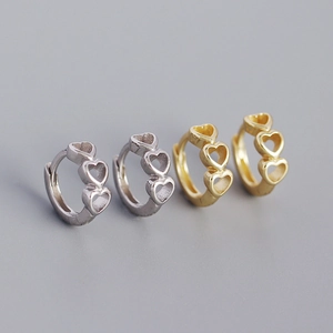 Elegante S925 Sterling Silber Hohlherz Creolen in Gold- und Silberausführung