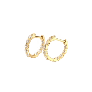 Élégantes boucles d'oreilles créoles en argent S925 doré avec zircons cubiques