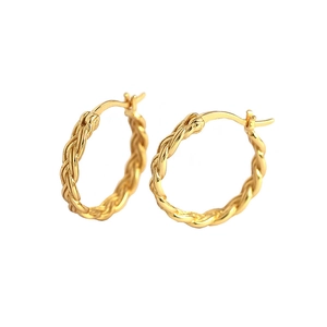 Eleganti orecchini a cerchio in argento S925 a catena intrecciata placcati in oro
