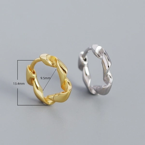 Détails de boucles d'oreilles torsadées avec diamètres de 9,5 mm intérieur et 13,4 mm extérieur
