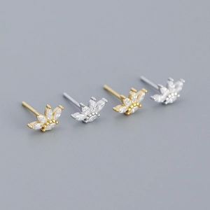 Boucles d'oreilles en argent S925 avec zircon marquise en finitions or et argent