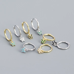 S925 Sterling Silver Butterfly Hoop Earrings For Women Dainty Rhinestone Animal Charm Drop Earrings Platinum Gold Plated Small Jewelry