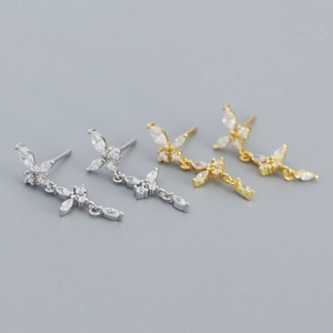 925 Sterling Silver Butterfly Tassel Earrings Elegant Pave Rhinestone Dangle Earrings For Women Korean High End Jewelry