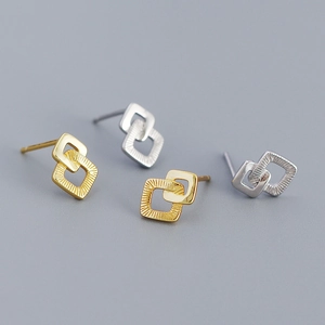 925 Sterling Zilveren Geometrische Verstrengelde Vierkante Oorknopjes Voor Dames Minimalistische Luxe Mode Sieraden Cadeau