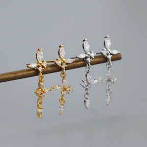 Elegant butterfly tassel drop earrings with sparkling cubic zirconia in gold and silver