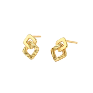 Minimalistische geometrische vierkante S925 zilveren oorbellen met gouden textuur