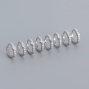 S925 sterling silver hoop earrings set with diverse zirconia cuts and pave setting