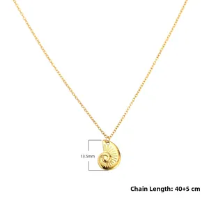Detailed view of s925 silver shell pendant with dimensions 13.5mm and 40+5cm chain length