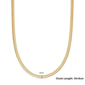 Detailed 3mm gold herringbone chain showing 36cm length with 8cm adjustable extension