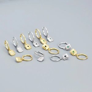 925 Sterling Silver Starburst Hoop Earrings For Women Minimalist Geometric Eight-Pointed Star Rhinestone Dangle Earring Jewelry