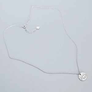 S925 Sterling Silber Halskette mit geometrischem Evil Eye Münzanhänger für Damen